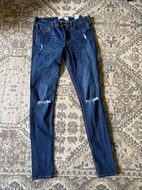 Abercrombie & Fitch Dark Blue Ripped Skinny Jeans